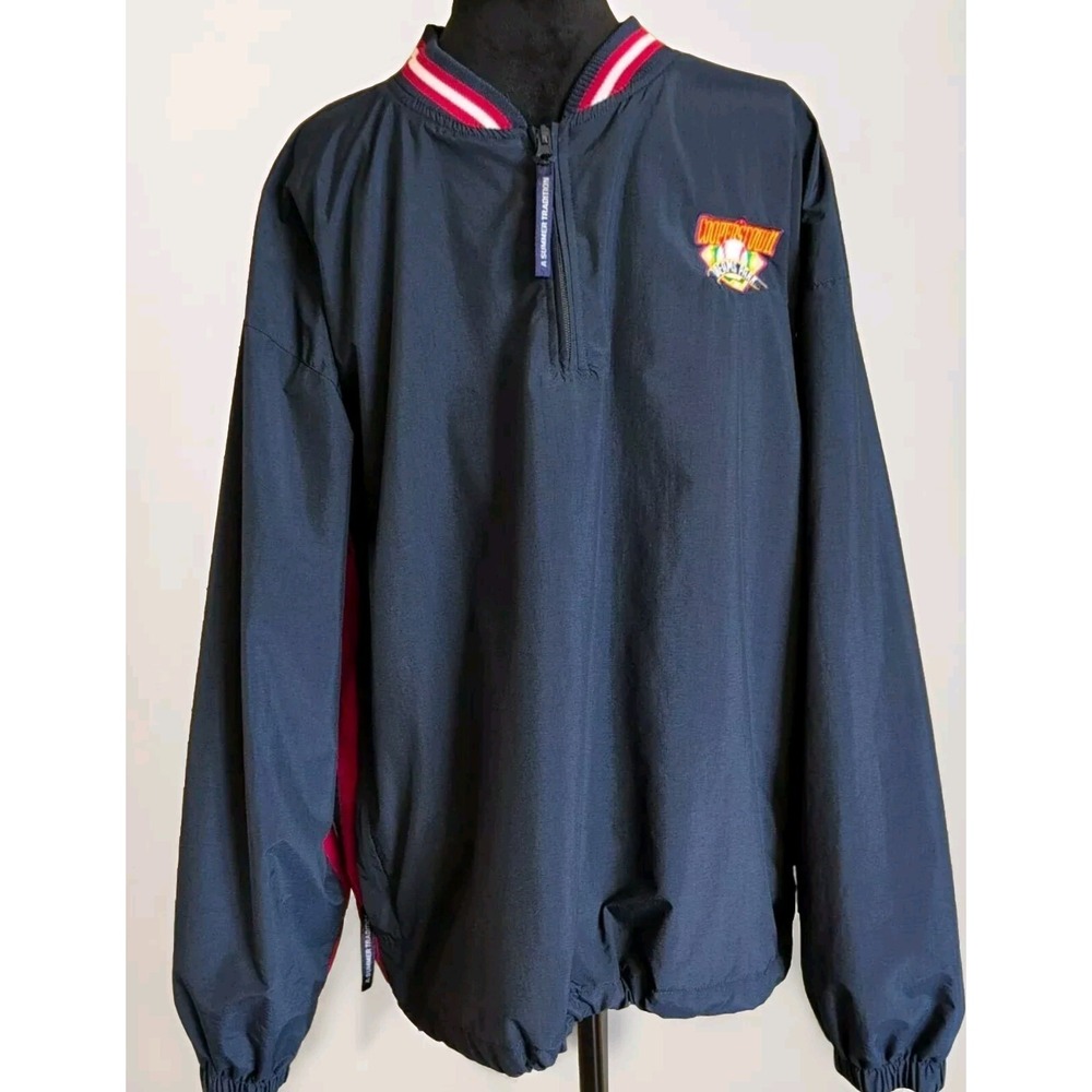 Sz XL Cooperstown Dream Park Baseball Water Repellent Jacket Navy 1/4 Zip Lined